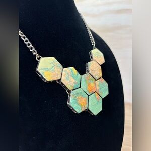 ModCloth There’s No Place Like Roam Hexagonal World Map Pendant Necklace